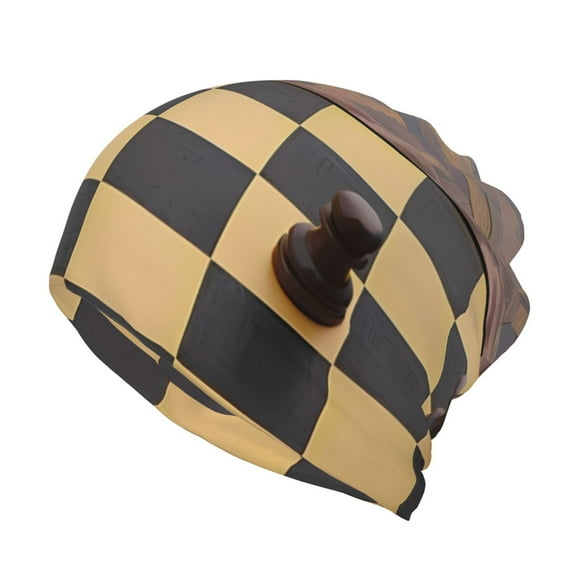 Pofeuu Chess Board With Pawns Print Multifunction Beanie Hat for Men Women Fashion Scarf Soft Stretch Skull Cap