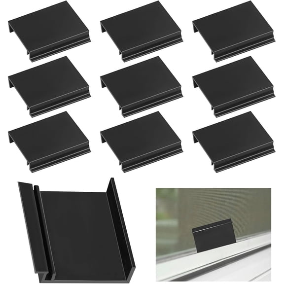 Window Screen Pull Tabs 10 Pack Hollow Flat Spline Channel Pull Lift Tabs Replacement Repair Clips Kit, Window Screen Frame Center Brace Privacy Screen Mounting Tabs, Black Vinyl