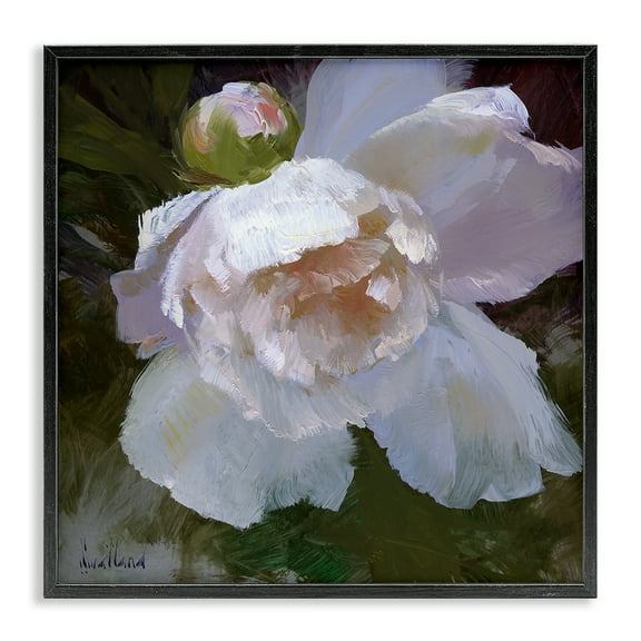Stupell Industries Ruffled Petals White Flower Plants & Flowers Painting Black Framed Art Print Wall Art, 12 x 12