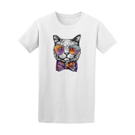 Colorful Classy Cat Glasses Bow Tee Men's -Image by Shutterstock