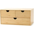 thumbnail image 2 of Wisuce Bamboo Desk Organizer - Mini Desktop Drawer Tabletop Storage Organization Box for Office Home Toiletries Supplies, No Assembly Required (3 Drawer), 2 of 12