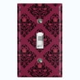 thumbnail image 1 of Metal Light Switch Plate Cover Elegant Burgundy Diamond Rose Gate Damask DAM078, 1 of 13