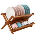 thumbnail image 1 of Utoplike Teak Dish Drainer Rack Collapsible 2 Tie, 1 of 7