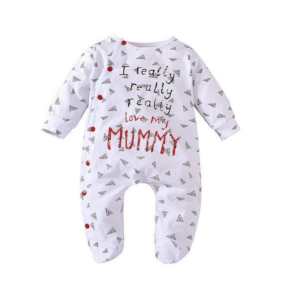 CUZIBR Baby Boys Girls Letter Cartoon Long Sleeve Cotton Romper Jumpsuit Oneise One-Pieces Outfits Soft Dailywear For Toddler