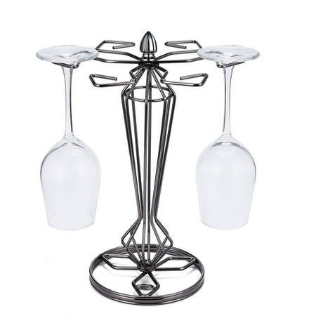 Bar Glass Racks For Home Bar DEFWAY Countertop Wine Glass Holder - 6 Hook Metal Wine Glass Rack Tabletop Stemware Storage Organizer Rack for Home Bar ()