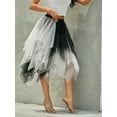 thumbnail image 6 of Cenuakty Women Fashion Midi Skirts Contrast Color/Solid Color Elastic High Waist Irregular Ruffles Multi-Layered Tulle Tutu Skirts, 6 of 9