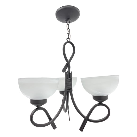 Candil De Techo Luz Ideal, Clásico Blanco Marmol Herrería 3 Brazos