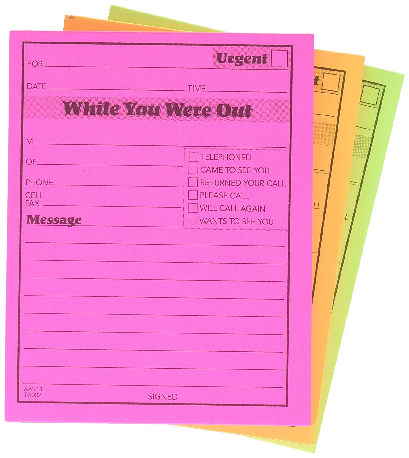 50 Sheets/Pad 9711NEON Adams While You were Out Pads 4.25 x 5.25 Inches Assorted Neon Colors 6-Pack 