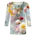 thumbnail image 5 of Viikei Cotton Women's 3/4 Sleeve Round Neck Top,Women Fashion Casual Printed Round Neck Three Quarter Sleeve 3/4 Sleeve T-shirt Loose Multicolor L, 5 of 5