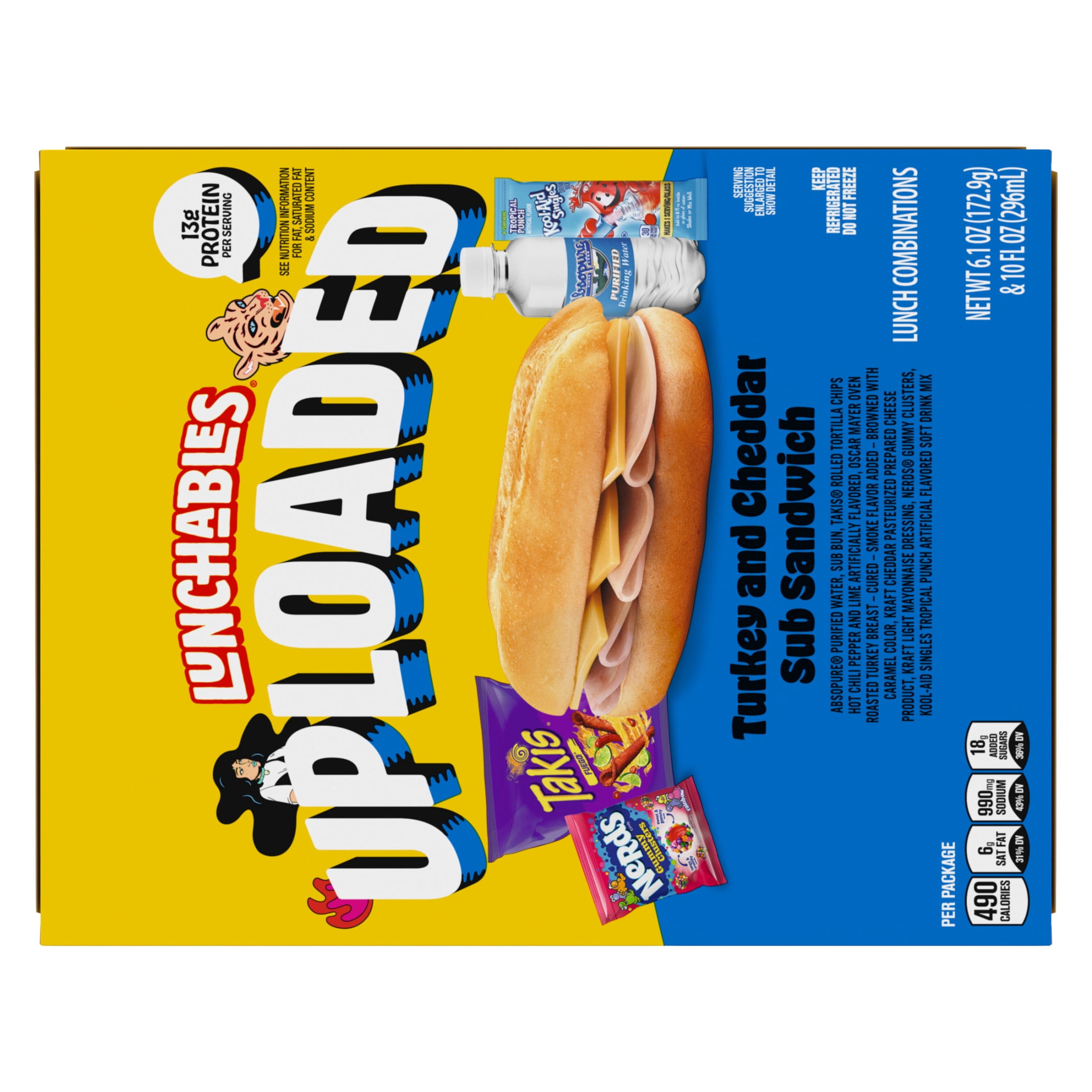 Lunchables Uploaded Turkey and Cheddar Sub Sandwich Snack Kit, 16.1 oz Box