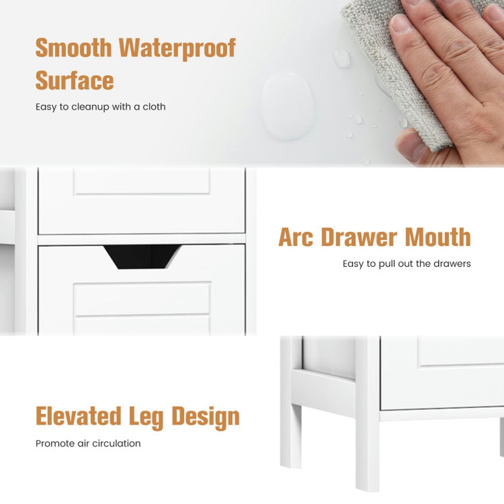 Finihen Bathroom Storage Cabinet, Bathroom Floor Cabinet, Floor Cabinet Multifunction Storage Rack Stand Organizer, for Bathroom, Living Room, Bedroom, Kitchen, White Finihen Bathroom Storage Cabinet, Bathroom Floor Cabinet, Floor Cabinet Multifunction Storage Rack Stand Organizer, for Bathroom, Living Room, Bedroom, Kitchen, White