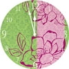 Round Floral Wall Clock, Pink and Lime