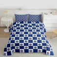 thumbnail image 2 of Feelyou Winter Snowflake Teens Queen Comforter Set, Blue Plaid Checkered Bedding Sets, Merry Christmas Reversible Bedding Comforter Set, Lightweight Room Decor, 3 Pieces, 2 of 8
