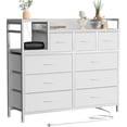 thumbnail image 2 of Blanco TV Soporte con Charging Station y Ancho Abierto Estante cm de Profundidadormitorio cm de Profundidadresser con 9 Grande Almacenamiento Cajones para Living Sala TV, 2 of 7
