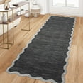 thumbnail image 3 of Garvee 2'x6' Modern Scalloped Runner Rug Washable Rug with Non Slip Backing, Neutral Farmhouse Soft Low Pile Carpet for Hallway Bedroom Home Office, Dark Gray, 3 of 8