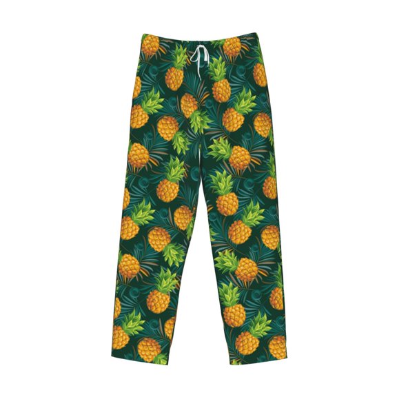 Kdxio Pineapples with Palm Leaves Print Men's Sleep Pajama Pant Lounge Pants with Pockets