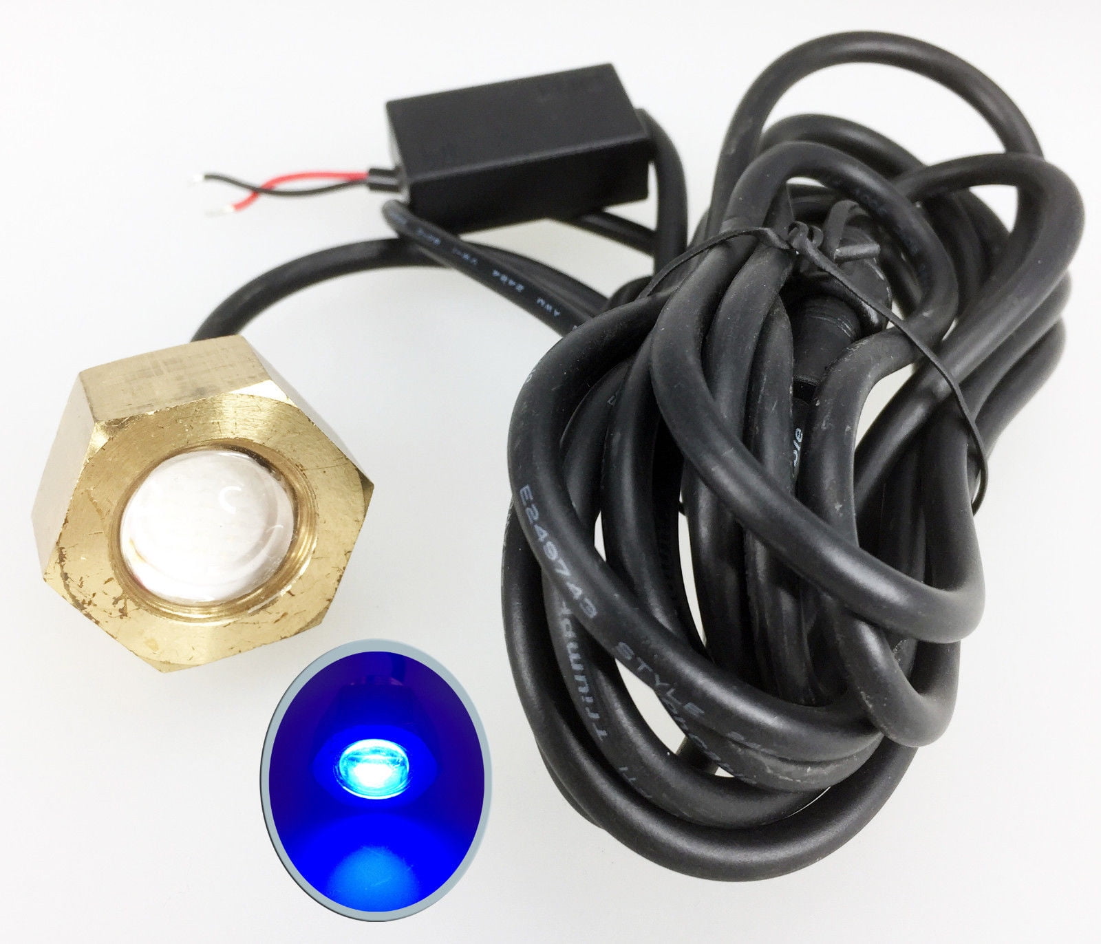 Pactrade Marine Boat Blue 7W LED Brass Drain Plug Underwater Light 1/2