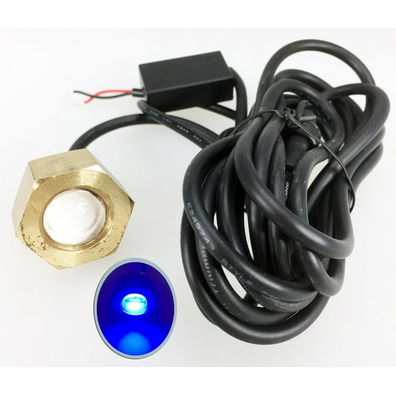 Pactrade Marine Boat Blue 7W LED Brass Drain Plug Underwater Light 1/2" NPT