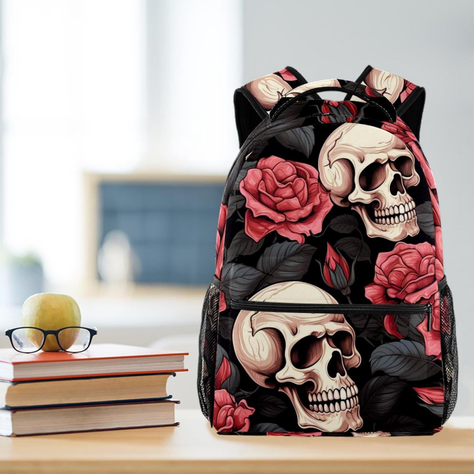 Lightweight Backpack Roses and Skull School Bag Travel  display picture 1
