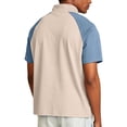 thumbnail image 5 of Domuza Men's Short Sleeve Shirts Quarter Zip Stand Collar Fitted Tshirts Loose Fit Lightweight Color Block Athletic Golf Tees Khaki 3XL, 5 of 5