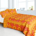 thumbnail image 1 of DO398-23 Flamme Brûlante - Ensemble de Courtepointe Patchwork Rayé en Coton 3 Pcs Taille Full & Queen - Rouge, 1 of 1
