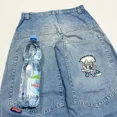 thumbnail image 2 of Pantalones de chándal de terciopelo con bordado de mariposa para hombres y mujeres, pantalones de rayas de gran tamaño, pantalones casuales de moda, alta calidad, 2 of 5
