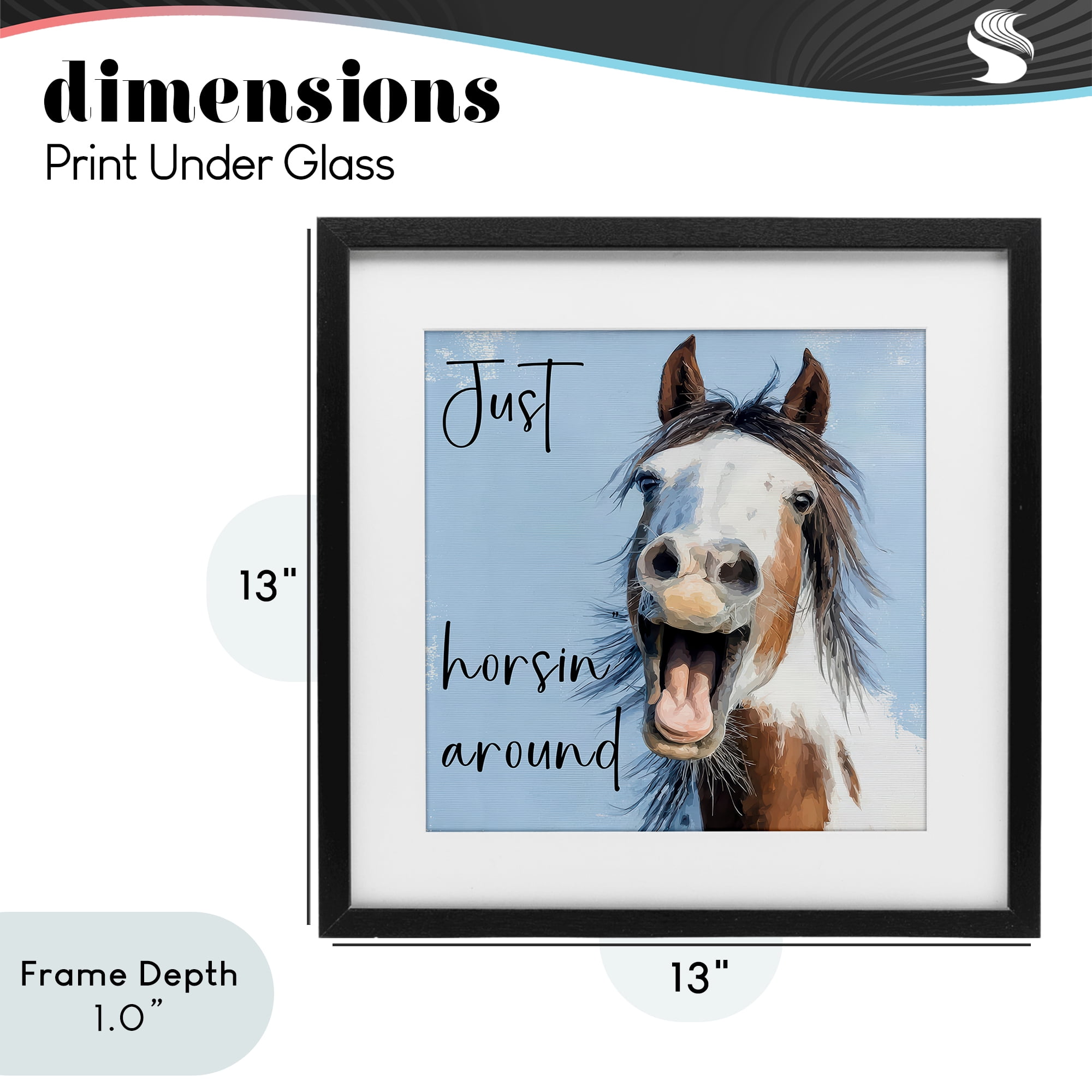 Stupell Industries Just Horsin' Around Black Framed Print Under Glass, design by Kim Curinga