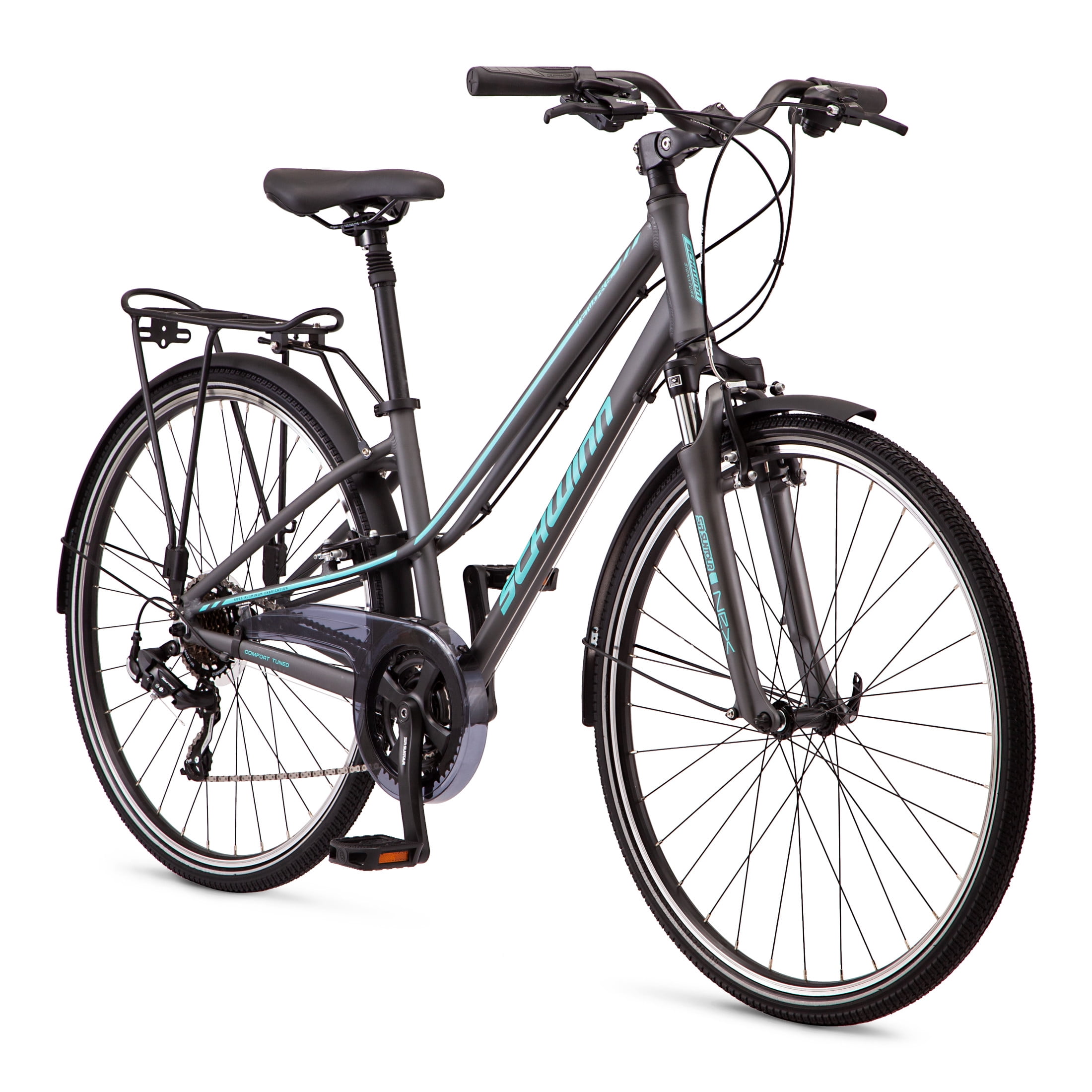 Schwinn Network 6c Hybrid Bike, 21 Speeds, Small 14" Womens Style Frame, 700c Wheels, Grey