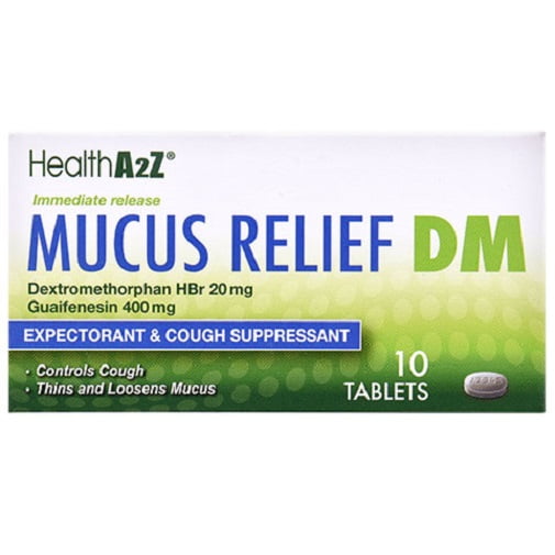 Health A2Z Mucus Relief DM Tablets, 400 mg, 10 Count
