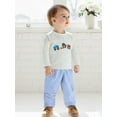 thumbnail image 6 of Rovasas Toddler Boy Fall Outfit Truck Embroidered Long Sleeve Tops Plaid Pants, 6 of 9