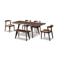 thumbnail image 4 of Capri Solid Oak Wood 6-Piece Extendable Leaf Dining Set, Dark Brown Red Oak, 4 of 9