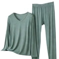 thumbnail image 4 of Antinious Women Plus Size Pajamas Set Long Sleeve Loose Undershirts and Sleepwear Elastic Waist Long Pants Outfits, 4 of 5