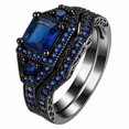 thumbnail image 1 of GY Black Gold Plated Blue 1CT CZ Women Wedding Ring Sets Engagement Ring for Woman, 1 of 7