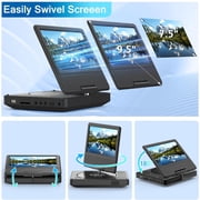 PJGCWB 9.5'' Portable DVD Player for Kids, 7.5'' Swivel Screen, Region Free for Car Travel