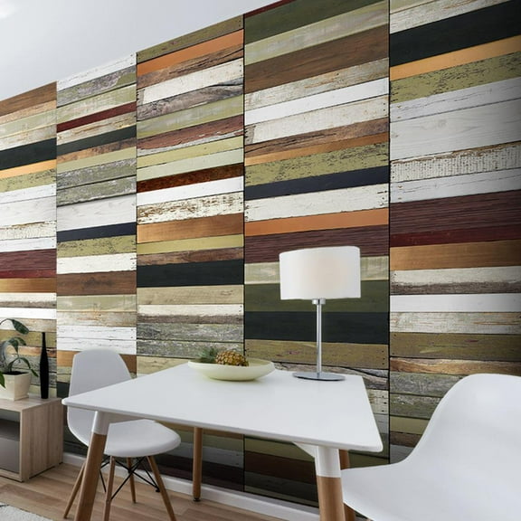 Repeating Wallpaper Roll - Rainbow-Colored Wood Tones - 32.8'L x 19.7"W