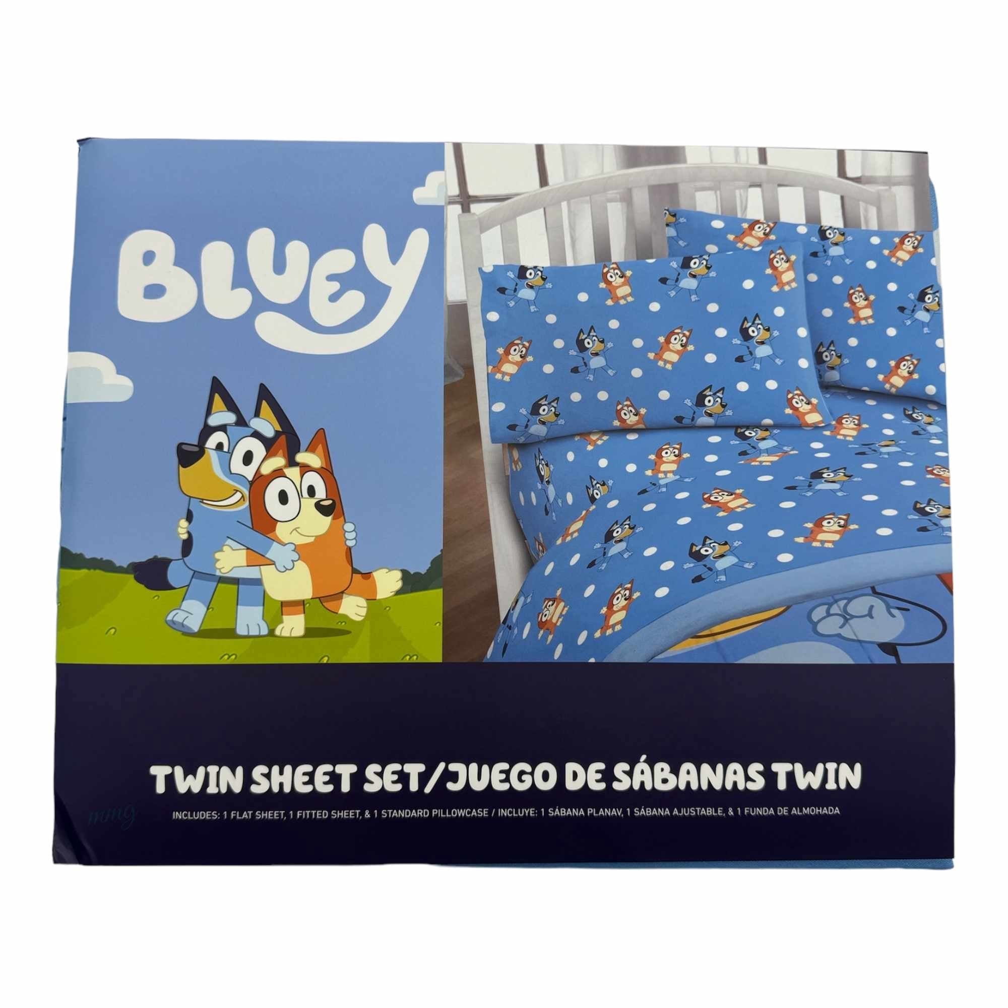 Bluey Blue Polka Dots Twin Sheet Kids Set, 3 Pieces