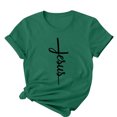 thumbnail image 5 of Camisetas de Cuello de Tripulación de Manga Corta para las Mujeres Cartas de Impresión de Pascua Camiseta de Manga Corta, Spandex de Poliéster, 5 of 5
