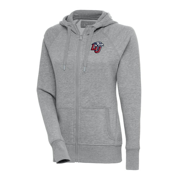 Women's Antigua Heather Gray Liberty Flames Victory Full-Zip Hoodie