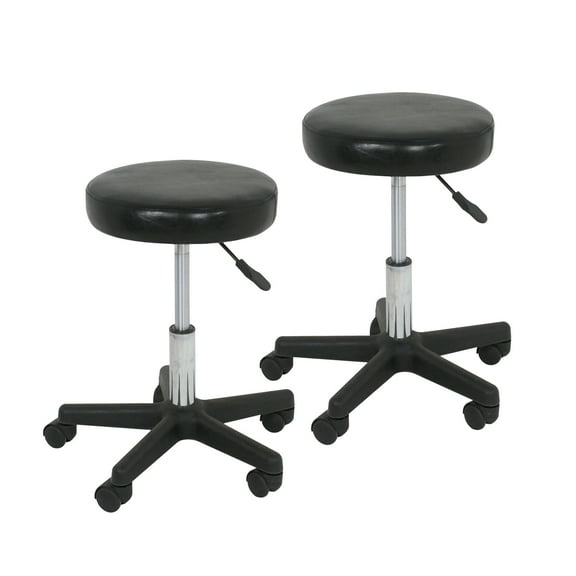 ZENY 2-Pack Hydraulic Rolling Swivel Salon Spa Stool with Black PU Leather Cushion