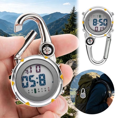 Forestwhale Luminous Hanging Pocket Watch for Hiking Outdoor Night Glow Clip Watch with Carabiner