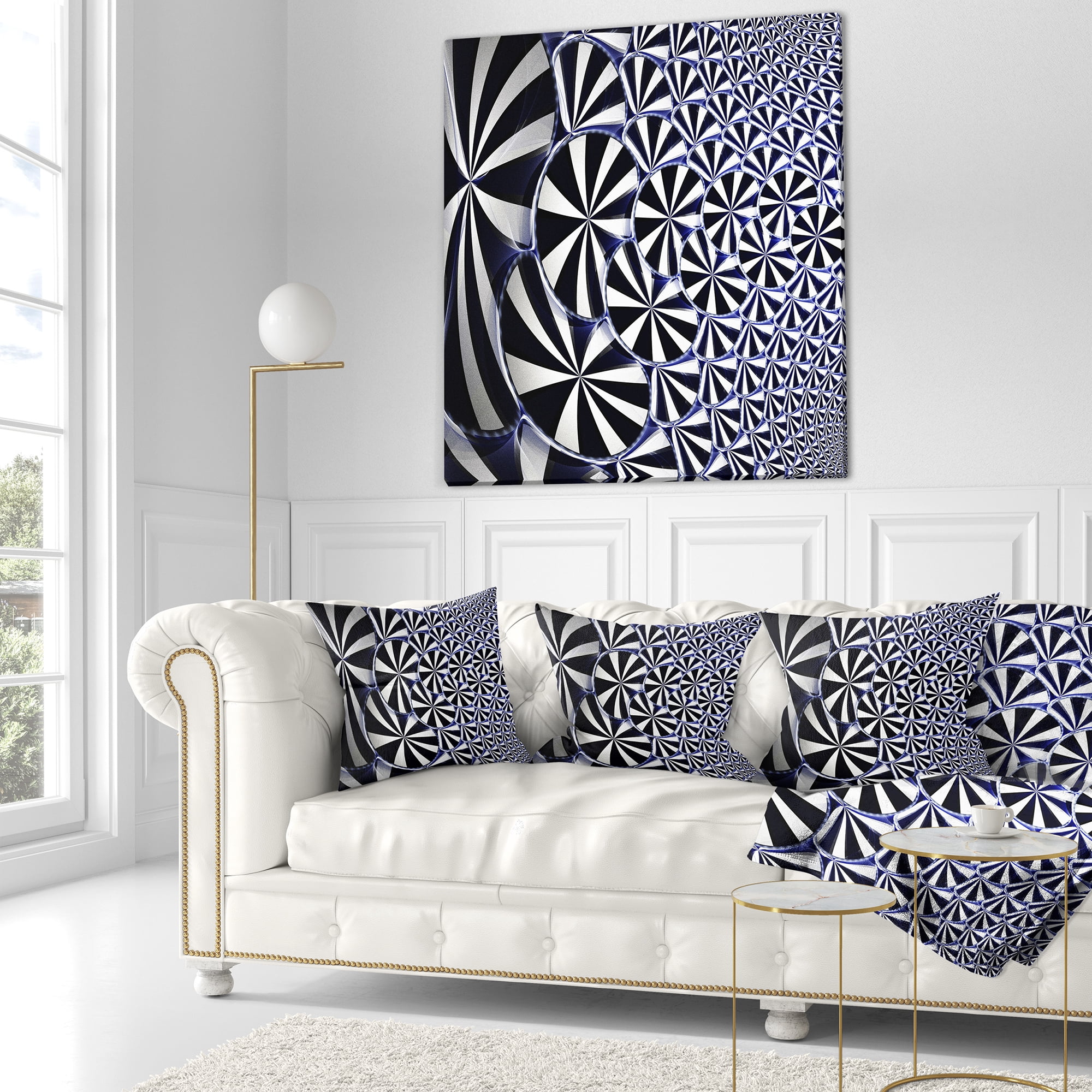 Designart 18" x 18" Contemporary and Modern Black Flower Polyester Throw Pillow