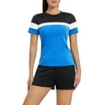 thumbnail image 2 of Conjunto de Ropa de mujer Lucakuins camisetas de manga corta color contrastante y pantalones cortos para correr S M L XL XXL, 2 of 9