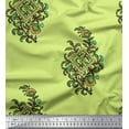 thumbnail image 1 of Soimoi Polyester Crepe Fabric Leaves & Floral Block Print Fabric by The Yard 52 Inch Wide, 1 of 3