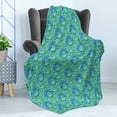 thumbnail image 4 of Abstract Soft Flannel Fleece Throw Blanket, Ornamental Flourishing Motifs in Cool Color Transitions, Cozy Plush for Indoor and Outdoor Use, 60" x 80", Sea Blue Jade Green, by Ambesonne, 4 of 5