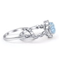 thumbnail image 3 of Round Floral Bridal Set Piece Vintage Style Engagement Ring Simulated Aquamarine 925 Sterling, 3 of 5
