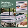 thumbnail image 5 of Round Outdoor Tablecloth with Umbrella Hole and Zipper, Pink Grey Striped Tablecloth with Elastic Waterproof, Farmhouse Stripes Modern Abstract Art Patio Table Covers for 31" - 35" Pool Tables, 5 of 9