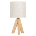 thumbnail image 4 of Small Bedside Table Lamp Wooden Tripod Nightstand Lamp with Fabric Linen Shade, 4 of 7