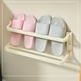 thumbnail image 5 of AYktou 2 Tier Wall Mounted Shoe Rack, 18.5 Inch Bathroom Slippers Rack Foldable Wall Hanging Shoe Organizer Doorway Shoe Storage Rack Household Slippers Holders No Drilling Shoe Shelf, 5 of 6
