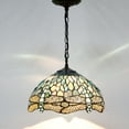 thumbnail image 7 of Tiffany Pendant Lighting for Kitchen Island Fixture 12" Sea Blue Stained Glass Dragonfly Farmhouse Rustic Boho Hanging Lamp Industrial LED Chandelier Fixture WERFACTORY Bar Hallway Dining Room Swag, 7 of 7