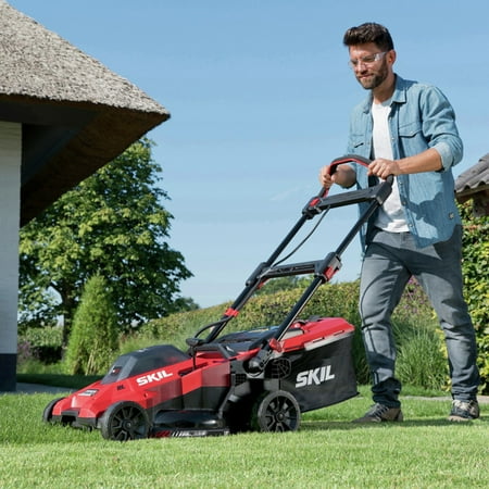 Skil - 20-Volt PWR CORE 20 18-Inch Push Lawn Mower (2 x 4.0Ah Batteries and 1 x Dual Port Charger) - Red/Black